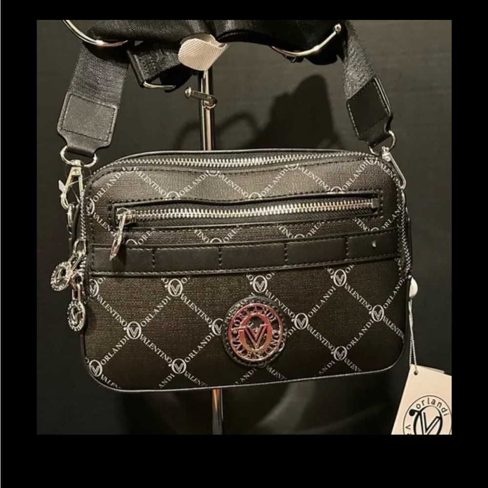 Valentino Italian Designed Luxury Handbag w/Popular Guitar Straps. V-Logo. NWT